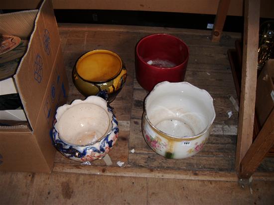 Four pottery planters